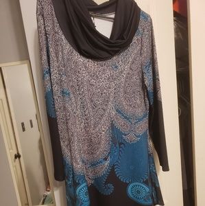 Black and blue print dress